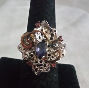 Vintage custom crafted .50ct natural blue sapphire cocktail ring Size 7.75